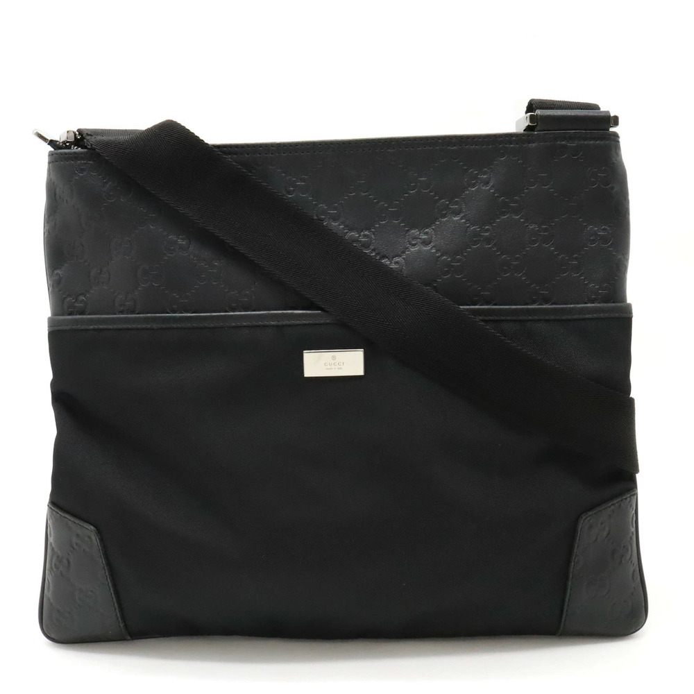 Gucci Guccissima Crossbody Bag Messenger Canvas Leather Black